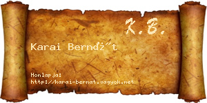 Karai Bernát névjegykártya
